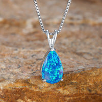 Minimalist Teardrop Opal Pendant Necklace - Selina-White Opal-Rose Gold-State of Style