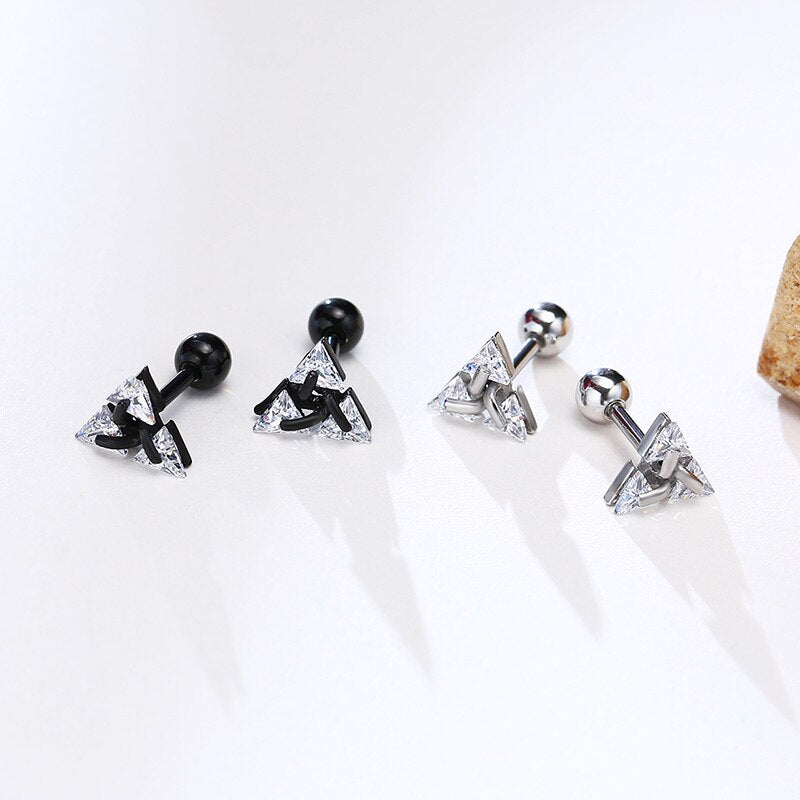 Minimalist Triangle Stud Earrings | Simple and Elegant Design-Black-State of Style
