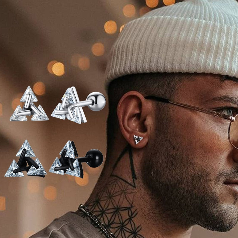 Minimalist Triangle Stud Earrings | Simple and Elegant Design-Black-State of Style