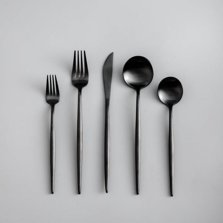 Minimalistic Cutlery for Modern Tables - PureSet-Matte Black-Set for 4 people (20 pieces)-State of Style