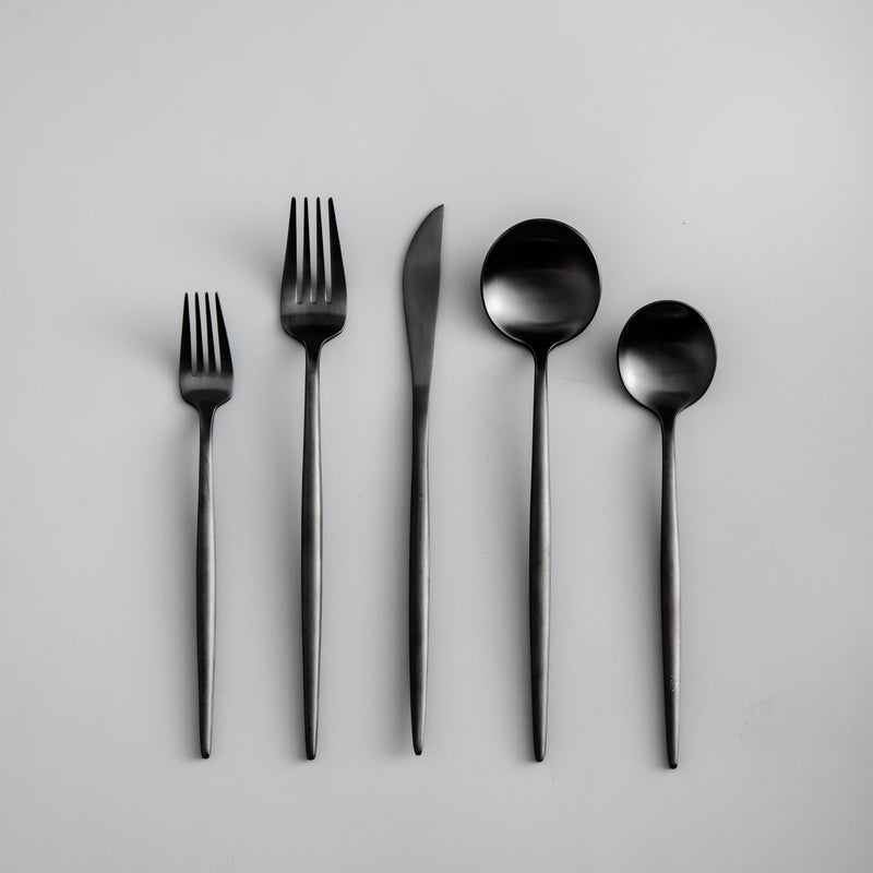 Minimalistic Cutlery for Modern Tables - PureSet-Matte Black-Set for 4 people (20 pieces)-State of Style
