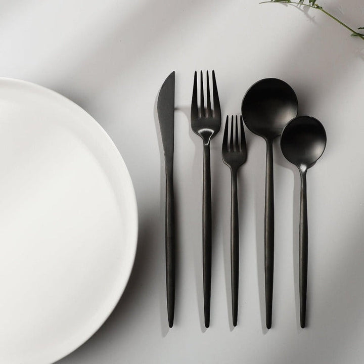 Minimalistic Cutlery for Modern Tables - PureSet-Matte Gold-Set for 4 people (20 pieces)-State of Style