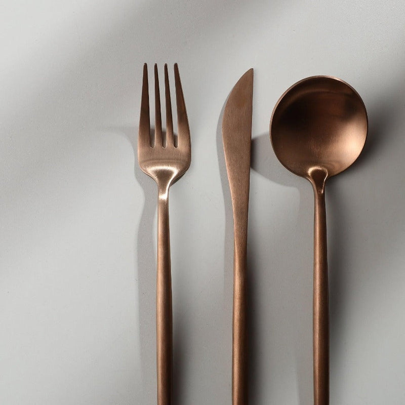 Minimalistic Cutlery for Modern Tables - PureSet-Matte Gold-Set for 4 people (20 pieces)-State of Style