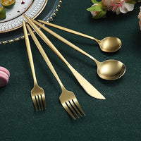 Minimalistic Cutlery for Modern Tables - PureSet-Matte Gold-Set for 4 people (20 pieces)-State of Style
