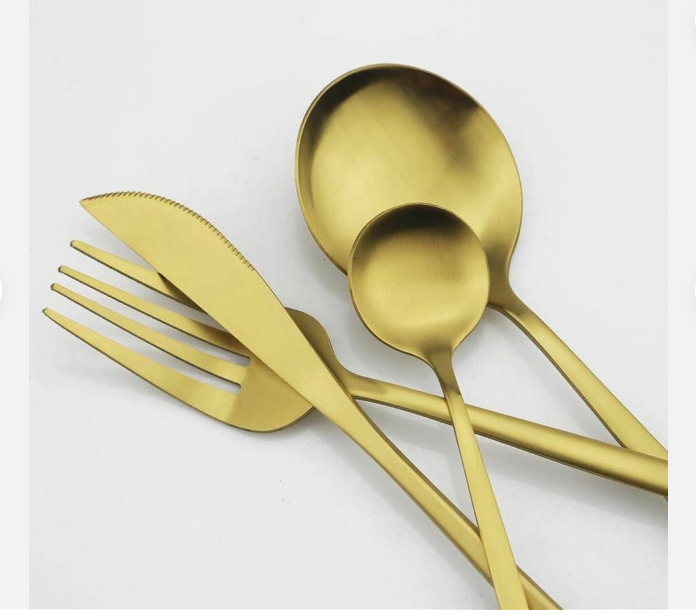 Minimalistic Cutlery for Modern Tables - PureSet-Matte Gold-Set for 4 people (20 pieces)-State of Style