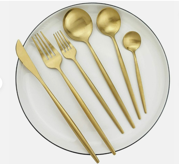 Minimalistic Cutlery for Modern Tables - PureSet-Matte Gold-Set for 4 people (20 pieces)-State of Style