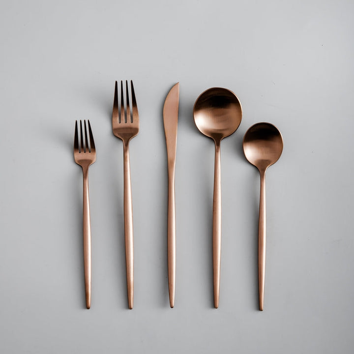 Minimalistic Cutlery for Modern Tables - PureSet-Matte Rose Gold-Set for 4 people (20 pieces)-State of Style