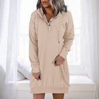 Minimalistic Long Women's Hoodie – Valeria-Beige-S-State of Style