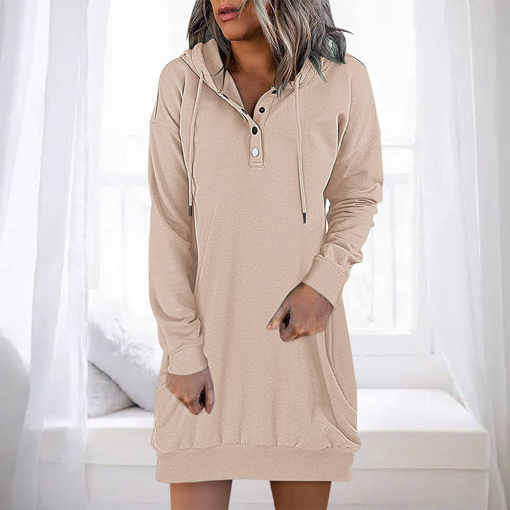 Minimalistic Long Women's Hoodie – Valeria-Beige-S-State of Style
