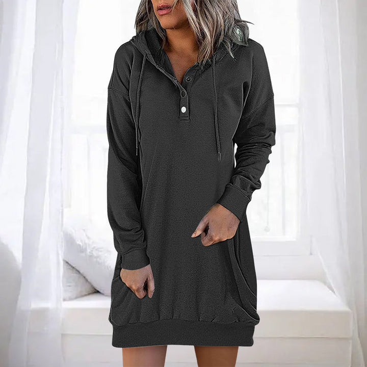 Minimalistic Long Women's Hoodie – Valeria-Black-S-State of Style