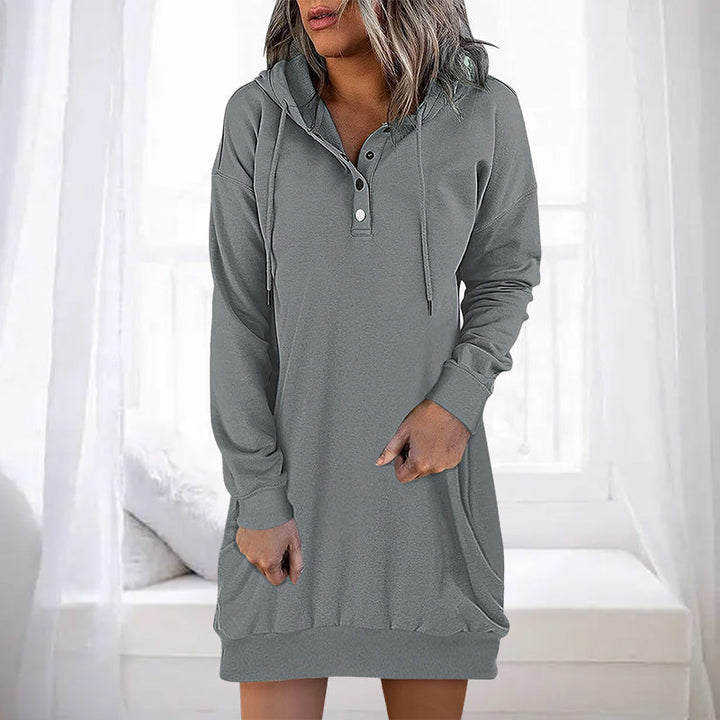 Minimalistic Long Women's Hoodie – Valeria-Gray-S-State of Style