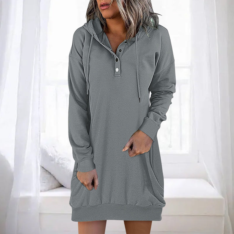 Minimalistic Long Women's Hoodie – Valeria-Gray-S-State of Style