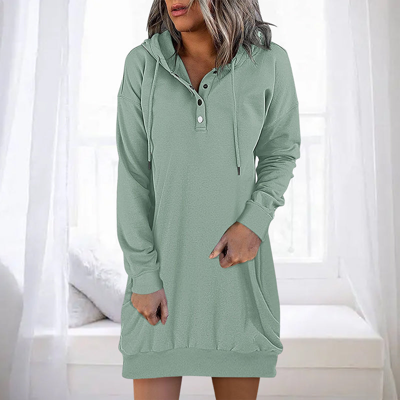 Minimalistic Long Women's Hoodie – Valeria-Green-S-State of Style