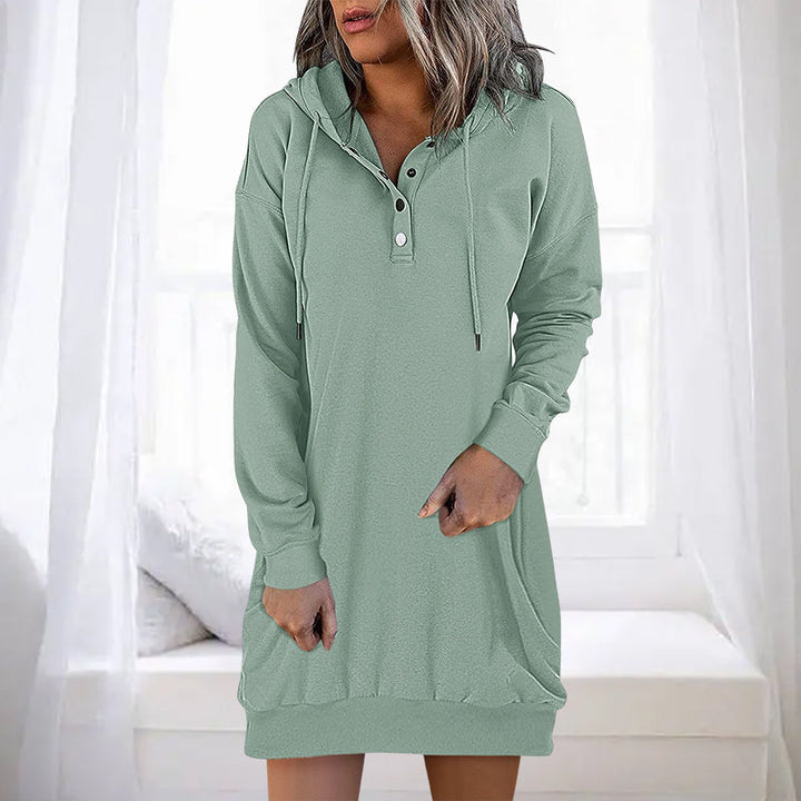 Minimalistic Long Women's Hoodie – Valeria-Green-S-State of Style