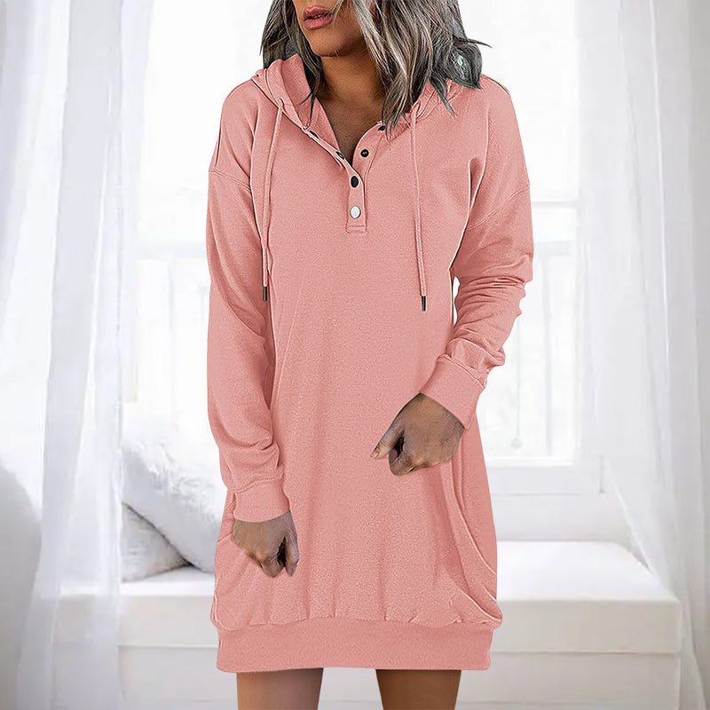 Minimalistic Long Women's Hoodie – Valeria-Pink-S-State of Style