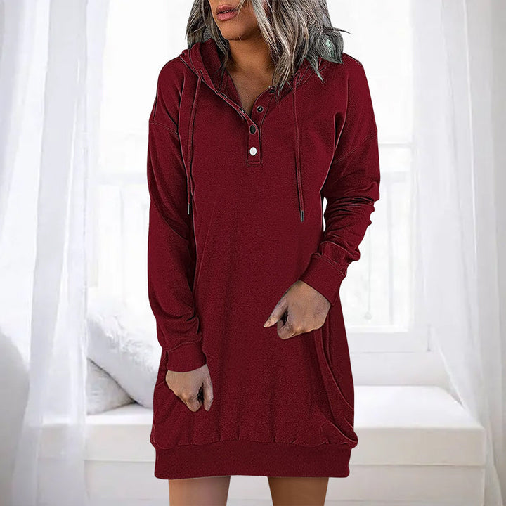 Minimalistic Long Women's Hoodie – Valeria-Red-S-State of Style
