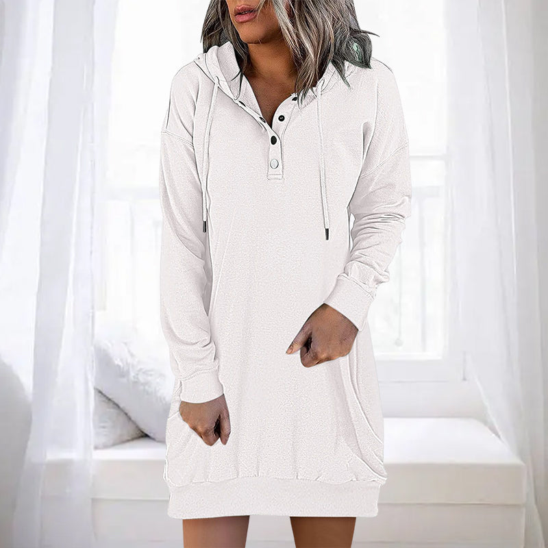 Minimalistic Long Women's Hoodie – Valeria-White-S-State of Style