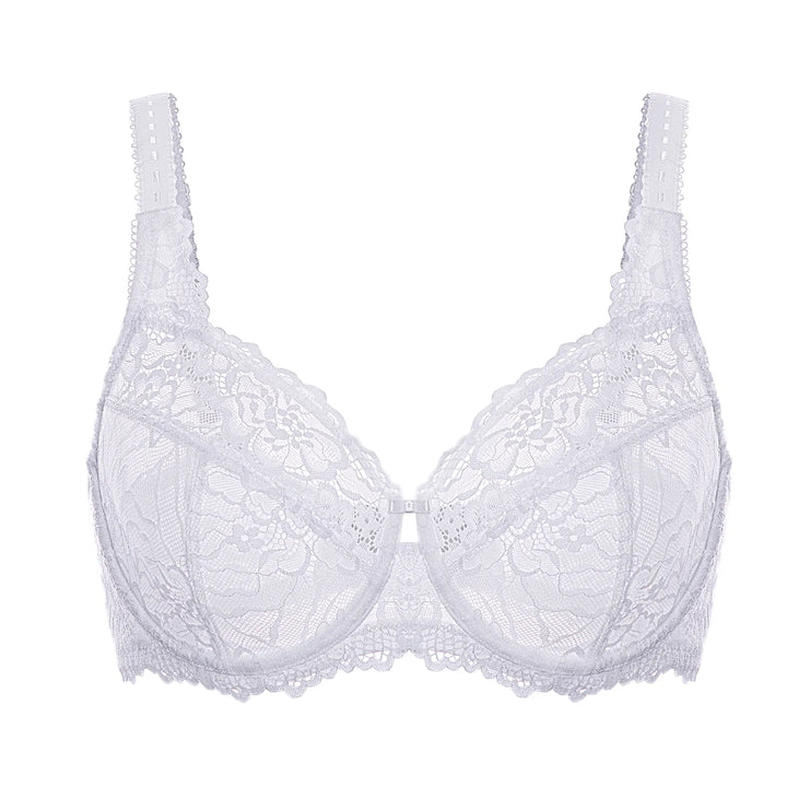 Minimiser Bra with Floral Lace in Plus Size-Nude-14B-State of Style