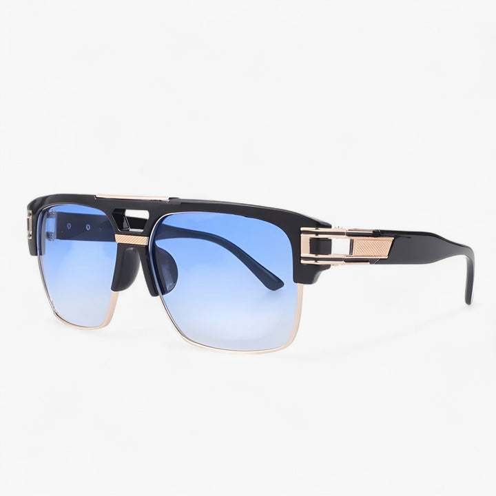 Mirrored Retro Designer Sunglasses – Calvero-Black Blue-State of Style