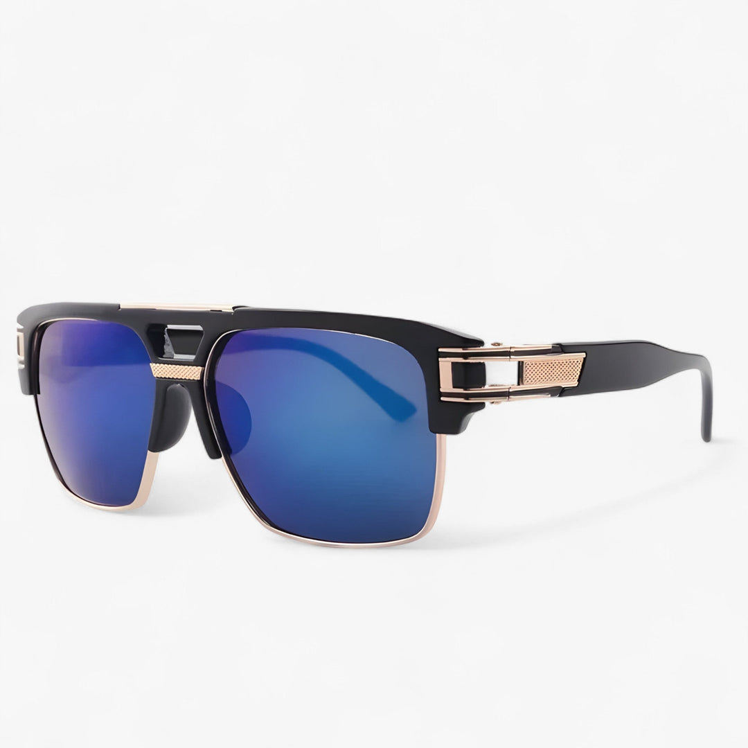 Mirrored Retro Designer Sunglasses – Calvero-Black Dark Blue-State of Style