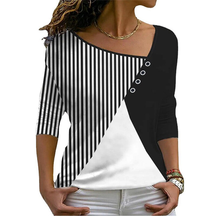 MirtesShirt | Women's Classic V-Neck Tee-Black and White-S-State of Style
