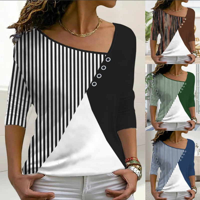 MirtesShirt | Women's Classic V-Neck Tee-Black and White-S-State of Style