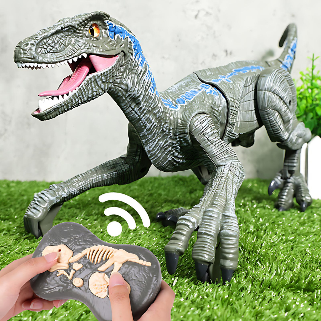 Mist-Spraying Interactive Dinosaur - RoboRex-Velociraptor 22cm - Blue-State of Style