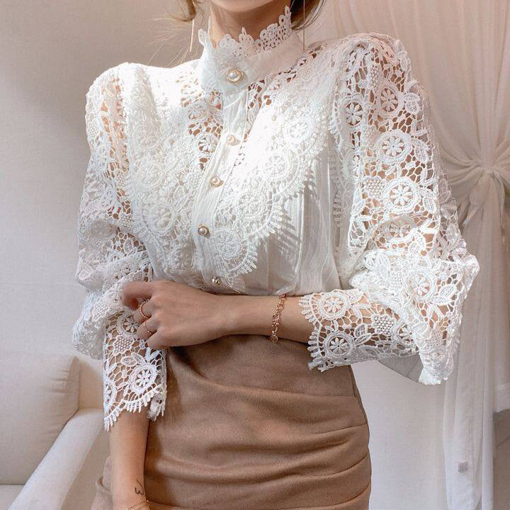 MitziBlouse | Women's Elegant Lace Top-Apricot-S-State of Style