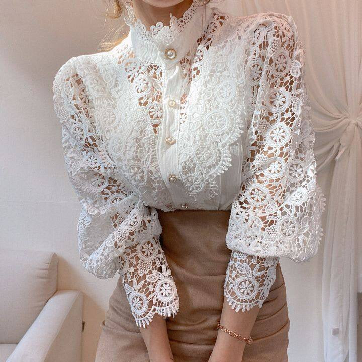 MitziBlouse | Women's Elegant Lace Top-Apricot-S-State of Style
