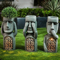 MoaiGlow Easter Island Planter Statue with LED Light-A-State of Style
