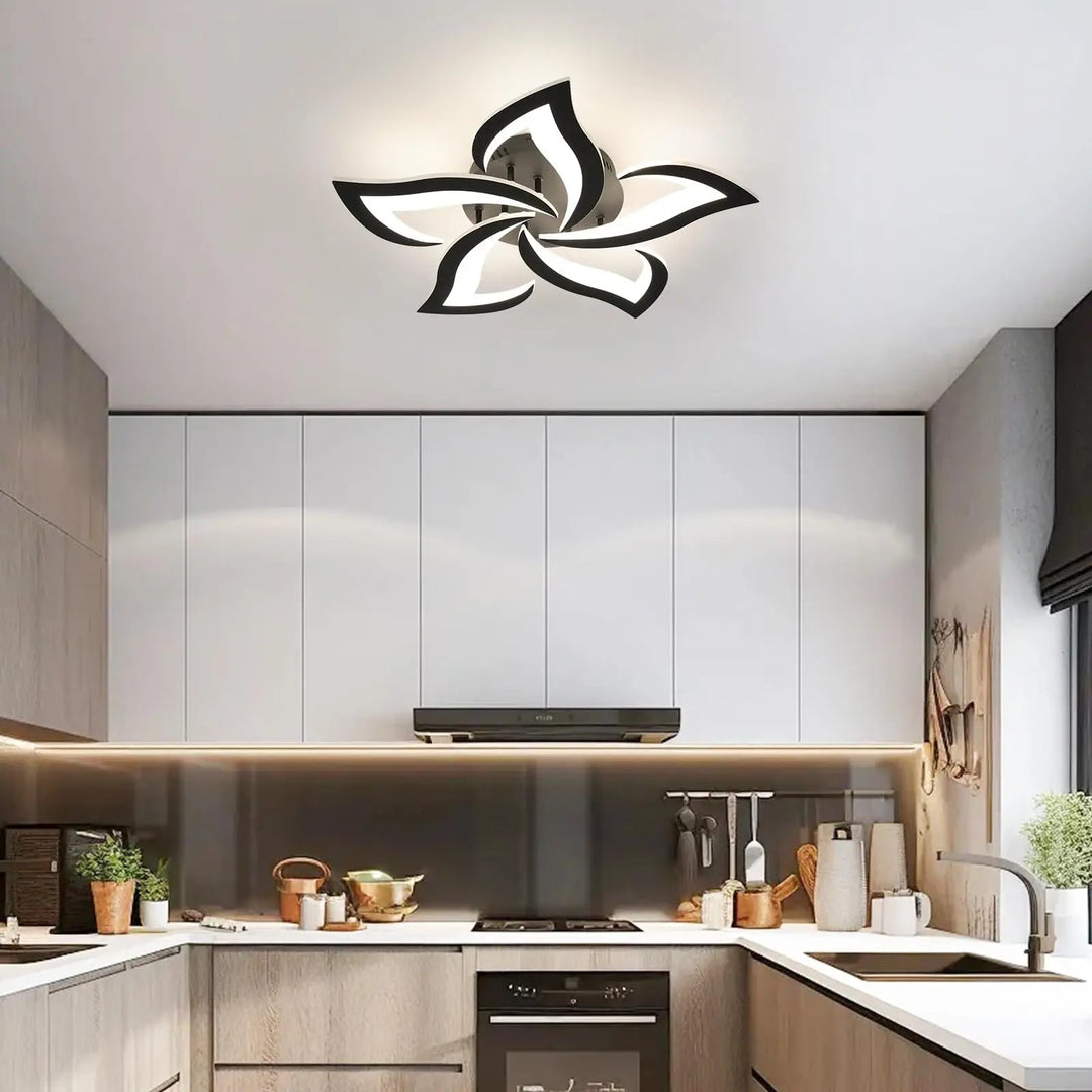 Modern Acrylic Chandelier with Remote Control - Lunora-Black-State of Style