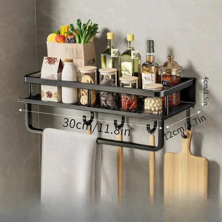 Modern Black Kitchen Rack - MetroRack-30 cm with Holder-State of Style