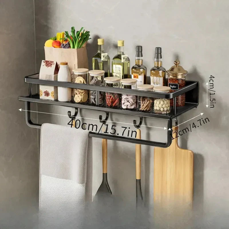 Modern Black Kitchen Rack - MetroRack-40 cm with Holder-State of Style
