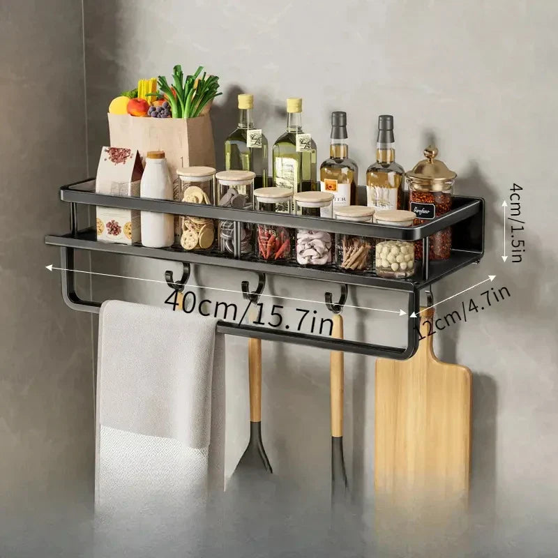 Modern Black Kitchen Rack - MetroRack-Medium with Holder-State of Style