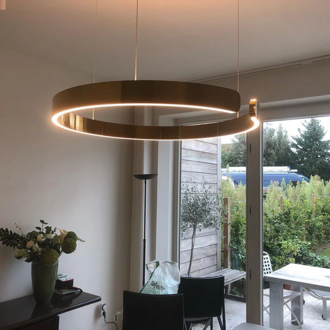 Modern Circle LED Pendant Light - HaloRing-Rose gold-3 Colours-40 cm-State of Style