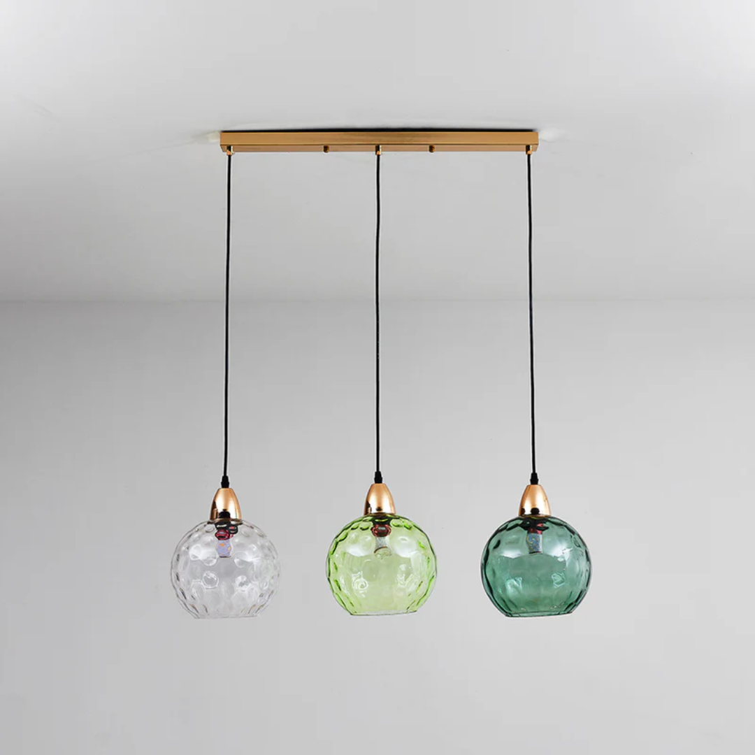 Modern Cluster Pendant Light with 3 Lamps - Cascade-Green-Long-State of Style