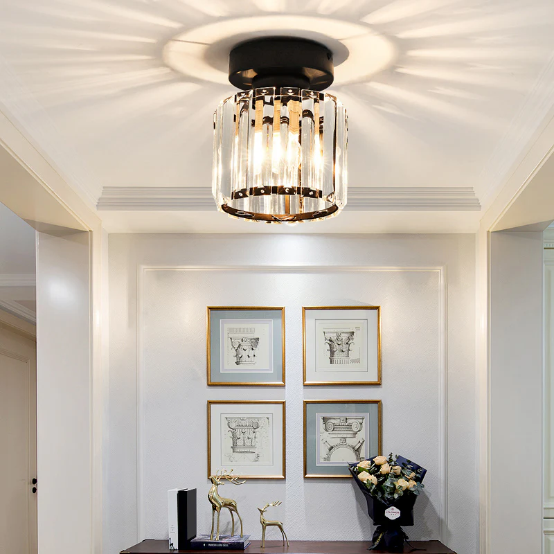 Modern Crystal Ceiling Lamp - CrystalGlow-Black-Square-State of Style