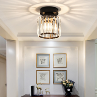 Modern Crystal Ceiling Lamp - CrystalGlow-Black-Square-State of Style