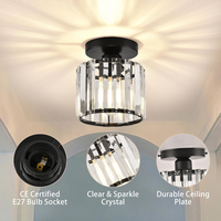 Modern Crystal Ceiling Lamp - CrystalGlow-Black-Square-State of Style