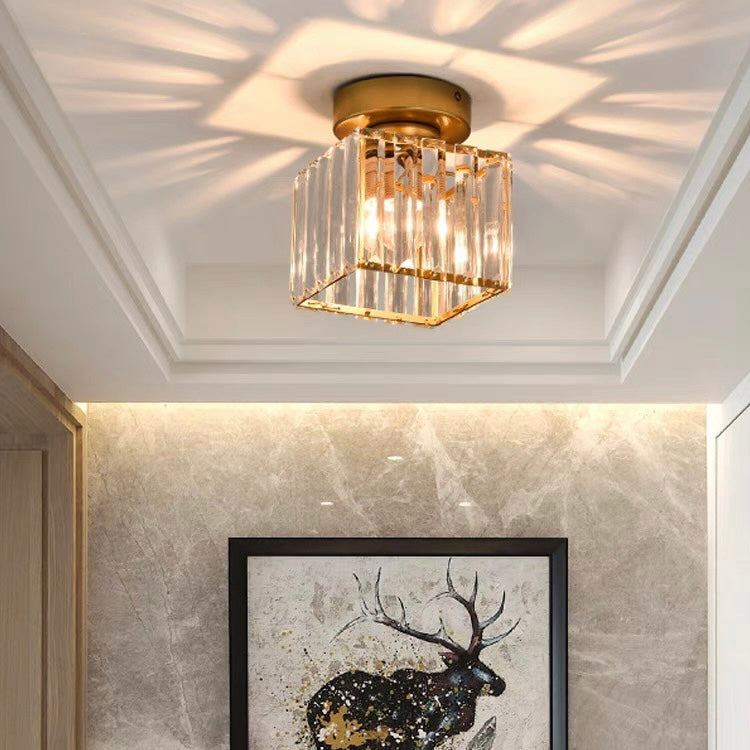 Modern Crystal Ceiling Lamp - CrystalGlow-Black-Square-State of Style