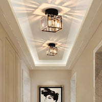 Modern Crystal Ceiling Lamp - CrystalGlow-Black-Square-State of Style