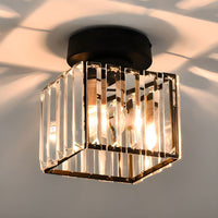 Modern Crystal Ceiling Lamp - CrystalGlow-Black-Square-State of Style