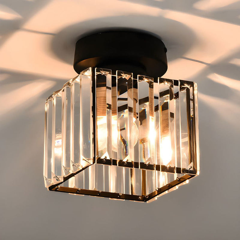 Modern Crystal Ceiling Lamp - CrystalGlow-Black-Square-State of Style