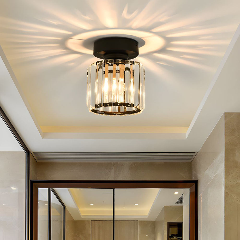 Modern Crystal Ceiling Lamp - CrystalGlow-Black-Square-State of Style