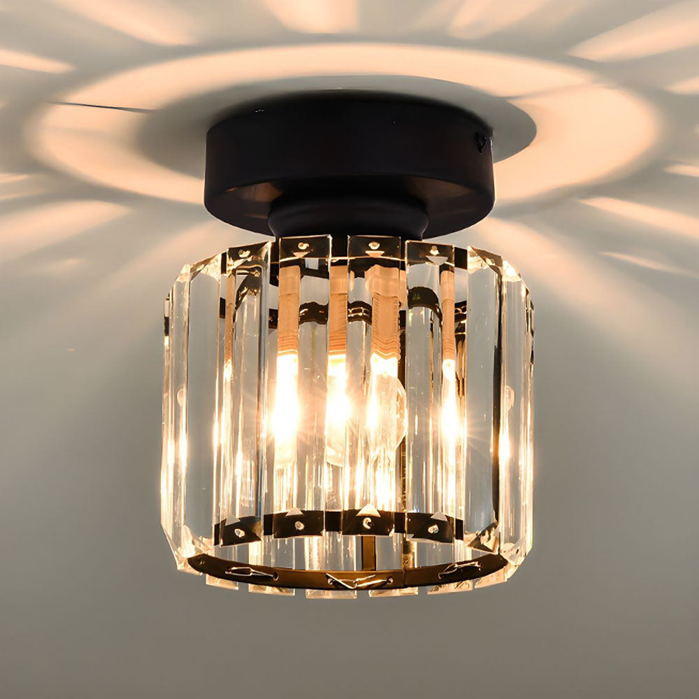 Modern Crystal Ceiling Lamp - CrystalGlow-Black-Square-State of Style