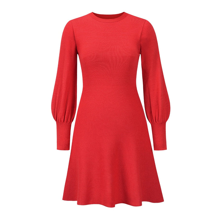 Modern Dress With Balloon Sleeves | Elegant & Stylish-Red-S-State of Style