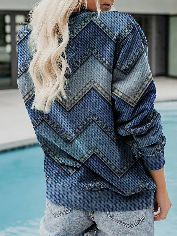 Modern Geometric Sweater with Round Neck - Adelisse-S-State of Style