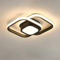 Modern LED Ceiling Lamp with Double Ring Design - Twilight Rings-Square Black-State of Style