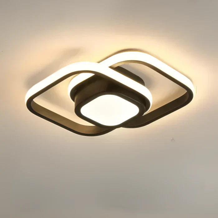Modern LED Ceiling Lamp with Double Ring Design - Twilight Rings-Square Black-State of Style