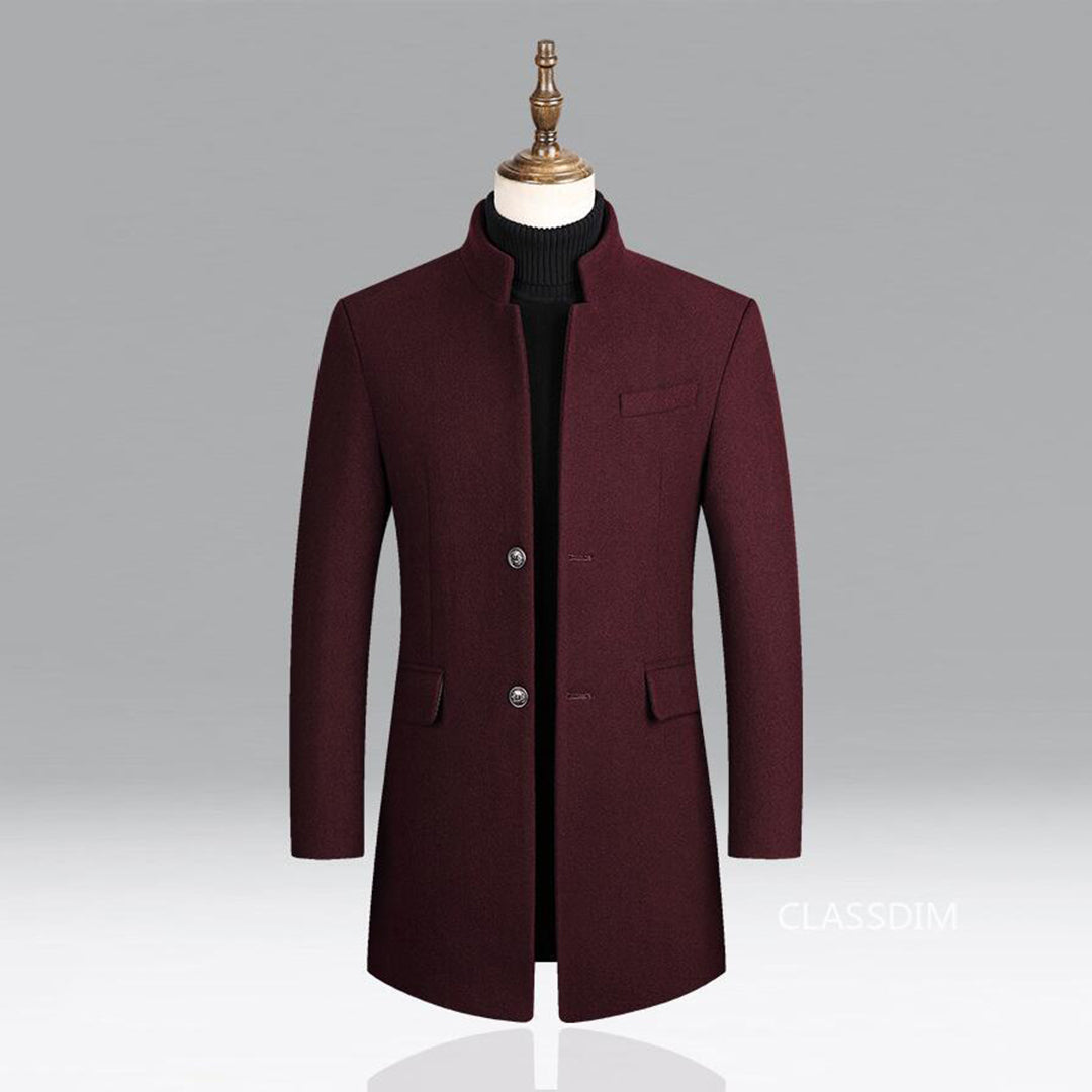Modern Long Men's Coat - Alexander-Burgundy-M-State of Style